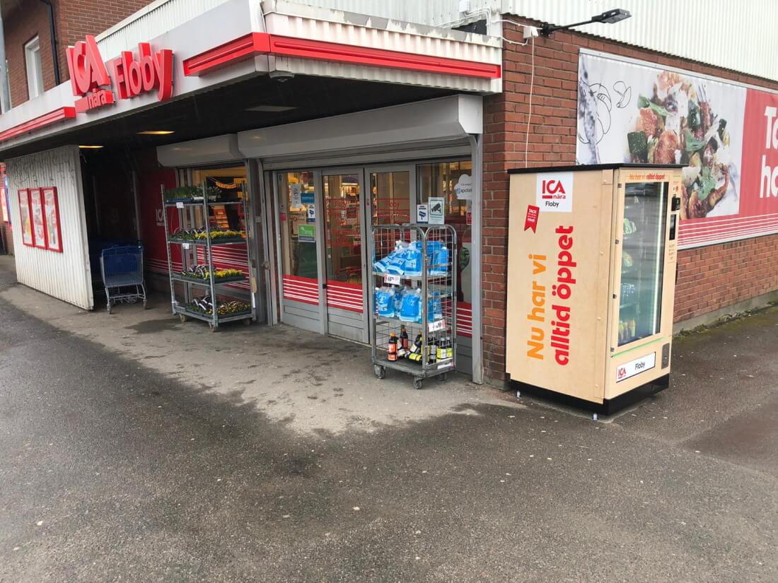 varuautomat utomhus - varuautomat utanför ICA Floby